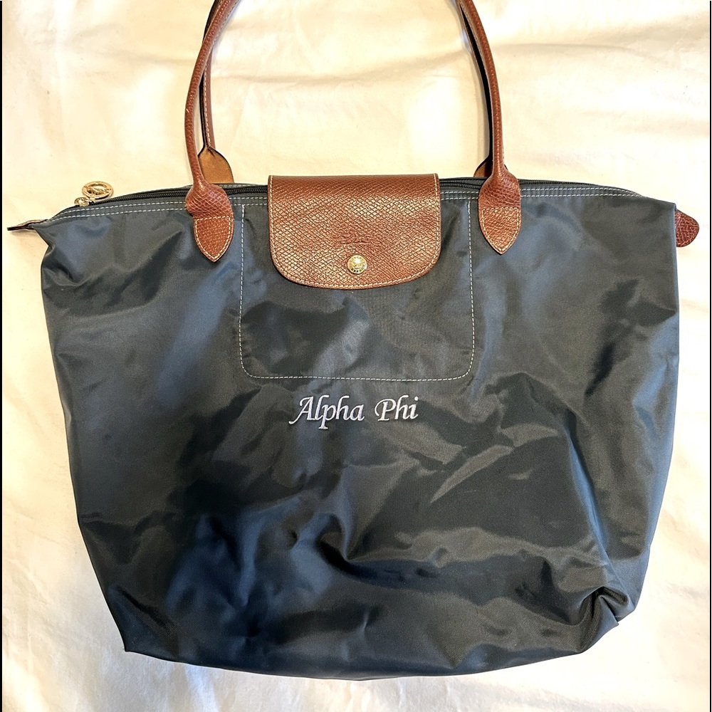 Alpha Phi embroidered long champ handbag